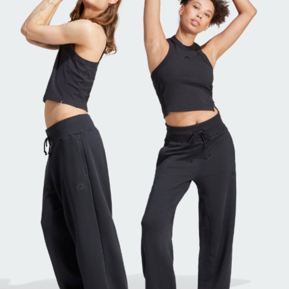 Adidas Lounge French Terry Straight Leg Baggy Pants Size XL black - Picture 2 of 6